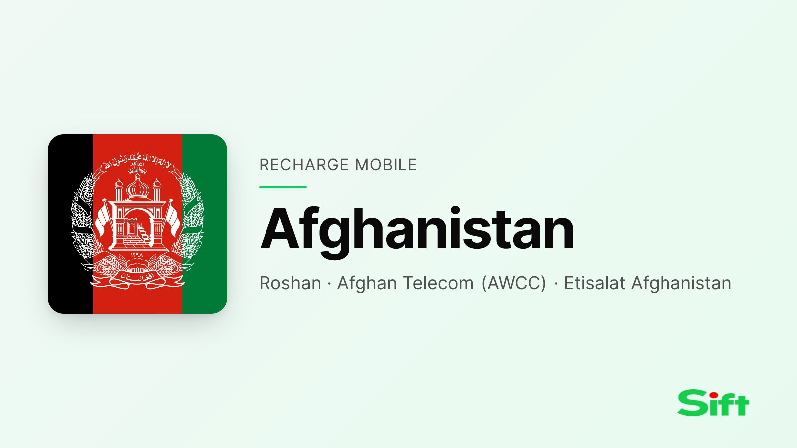 Top up a phone in Afghanistan from the UK — Roshan, Afghan Telecom (AWCC), Etisalat Afghanistan